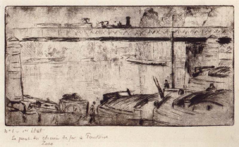 Camille Pissarro The railway bridge at Pontoise Germany oil painting art